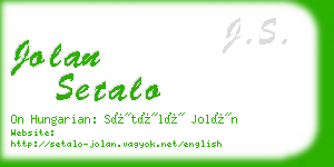 jolan setalo business card